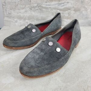 Hammitt COOPER HABBLE Slate Blue-Gray Suede Studded Leather Slip-On Loafers 8